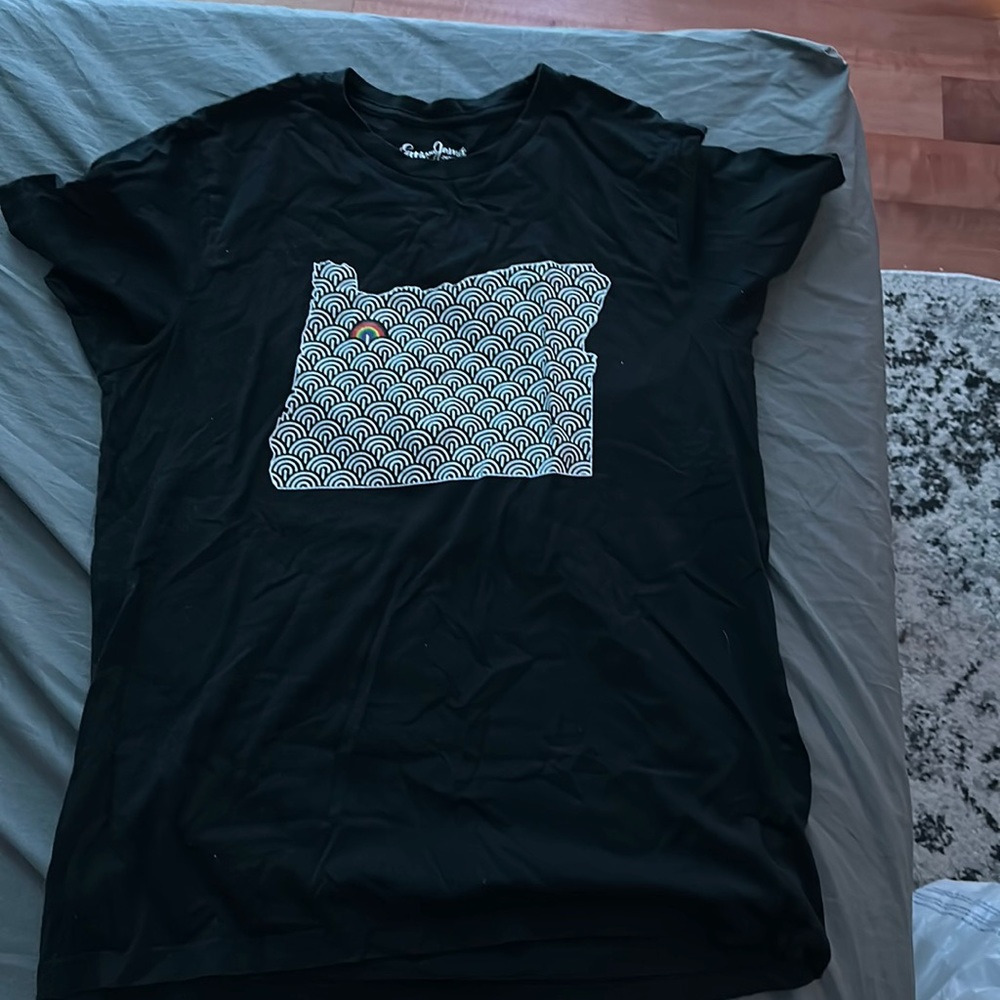 Black T-shirt with pride rainbow